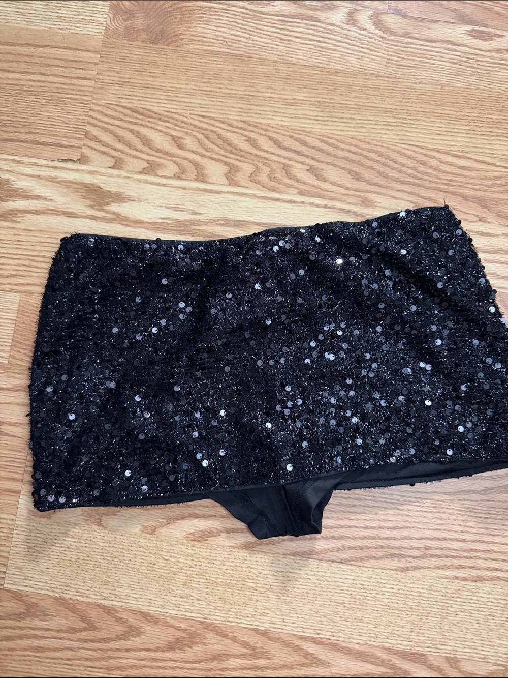 SHEIN Black Sequin Strapless Bandeau Top